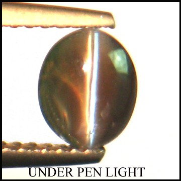 1.06Ct NATURAL Color change ALEXANDRITE CAT'S EYE: STONE NAME : ALEXANDRITE CAT'S EYE , LOT NO : ACE 282A - 30 (1373) , Quantity: 1PCS , WEIGHT CTS : 1.06 CTS , SIZE : 6.9 X 5.5 X 3 MM , COLOR : CHANGE COLOR , SHAPE : OVAL , CLARITY : VVS , ORIGIN : R