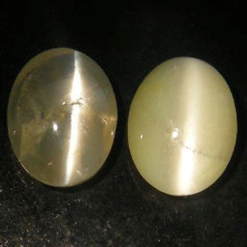 1.64Cts~Natural Chrysoberyl Cat's eye: STONE NAME : Chrysoberyl Cat's eye , LOT NO : CE496C- 32 (2917) , Quantity: 2PCS , WEIGHT CTS : 1.64CTS , SIZE : 6.2 X 4.7 X 2.6 MM. , COLOR : COLOR CHANGE , SHAPE : OVAL , CLARITY : VVS , ORIGIN :