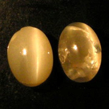 1.73Cts~Natural Chrysoberyl Cat's eye: STONE NAME : Chrysoberyl Cat's eye , LOT NO : CE496C- 38 (2923) , Quantity: 2PCS , WEIGHT CTS : 1.73CTS , SIZE : 5.9 X 4.1 X 3.1 MM. , COLOR : COLOR CHANGE , SHAPE : OVAL , CLARITY : VVS , ORIGIN :