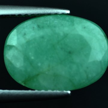 5.85 CTS~Rich Green NATURAL Emerald: STONE NAME : EMERALD LOT NO : EM- 7529 , Quantity: 1PCS , WEIGHT CTS : 5.85 CTS , SIZE : 9X10.2X5.3 MM , COLOR : GREEN , SHAPE : OVAL , ORIGIN : COLOMBIA , LUSTER : MARVELOUS , HARDNESS : 7.5 , TREATM