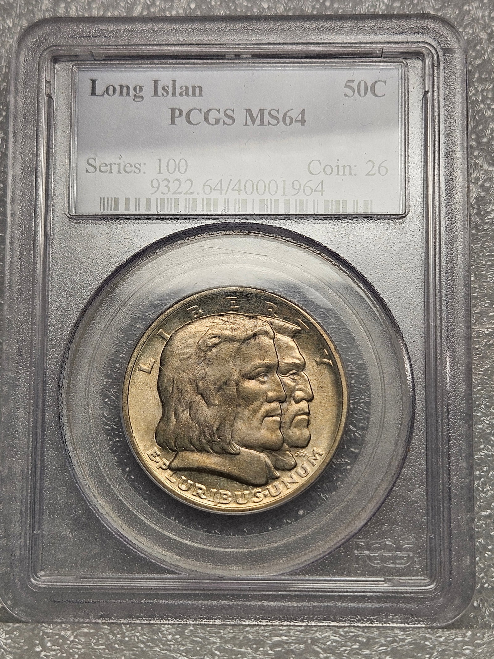 1936 LONG ISLAND COMM: 1936 LONG ISLAND COMM LONG ISLAND HALF DOLLARPCGS CERTIFIED MS-64