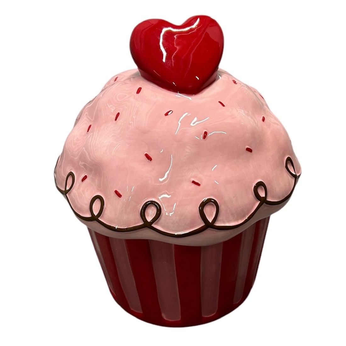 Large Pink and Red Valentines Day Ceramic Cupcake Cookie Jar (1 of 7)
