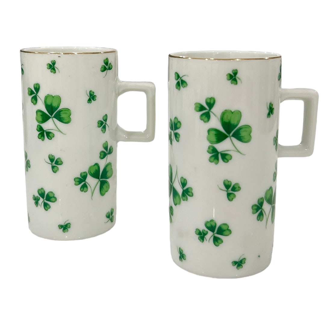 Two Neiman Marcus Gold Rimmed Shamrock Irish Coffee Cups (1 of 6)