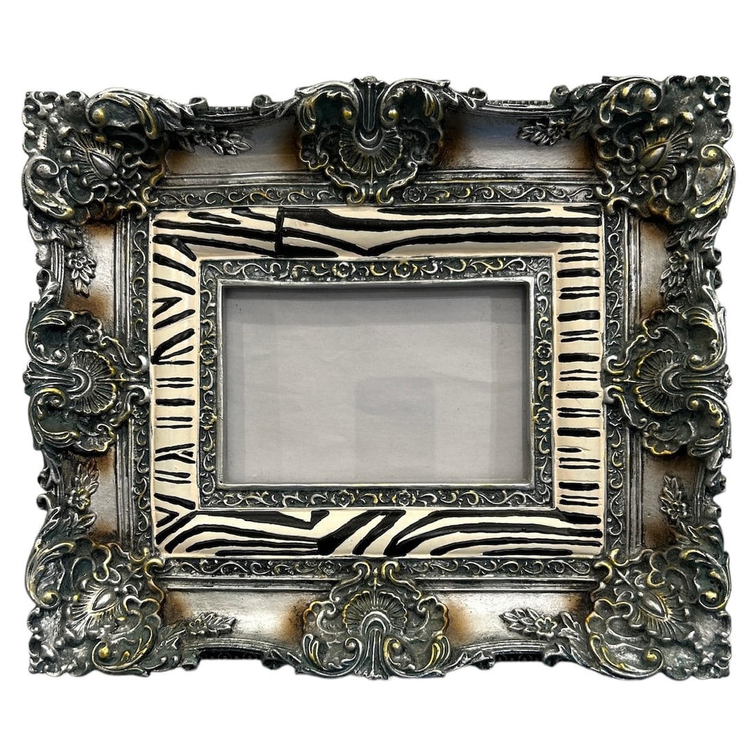 Unique Ornate Hand Painted Wooden Zebra Patterned 4x6 Photo Frame (1 of 6)