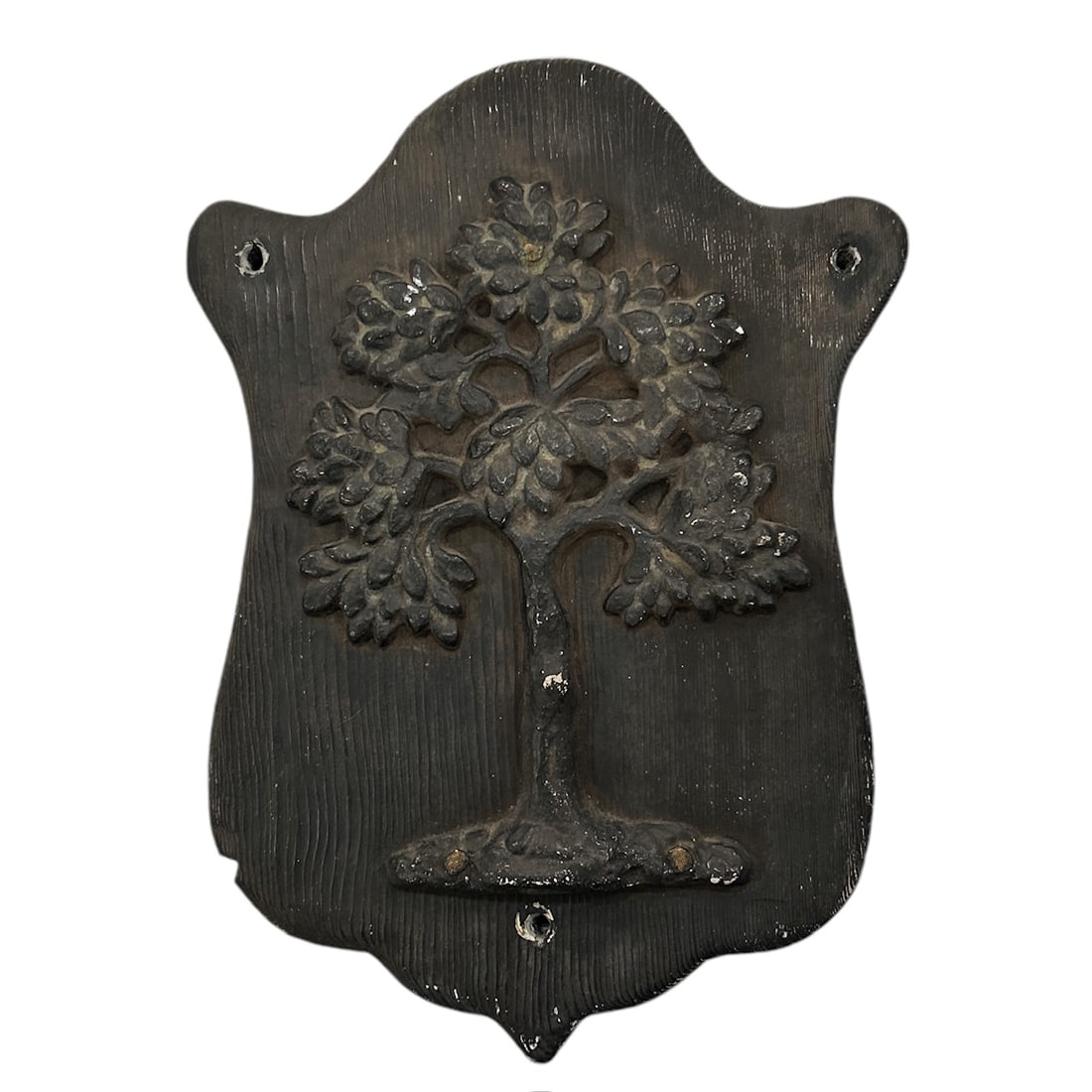 Vintage Black Cast Iron and Cement Mutual Tree Fire Mark Home Plaque (1 of 6)