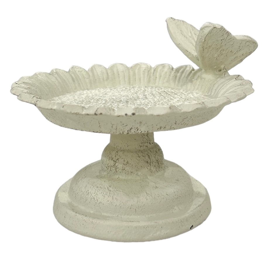 Small White Laura Ashley White Cast Iron Small Butterfly Bird Bath (1 of 5)