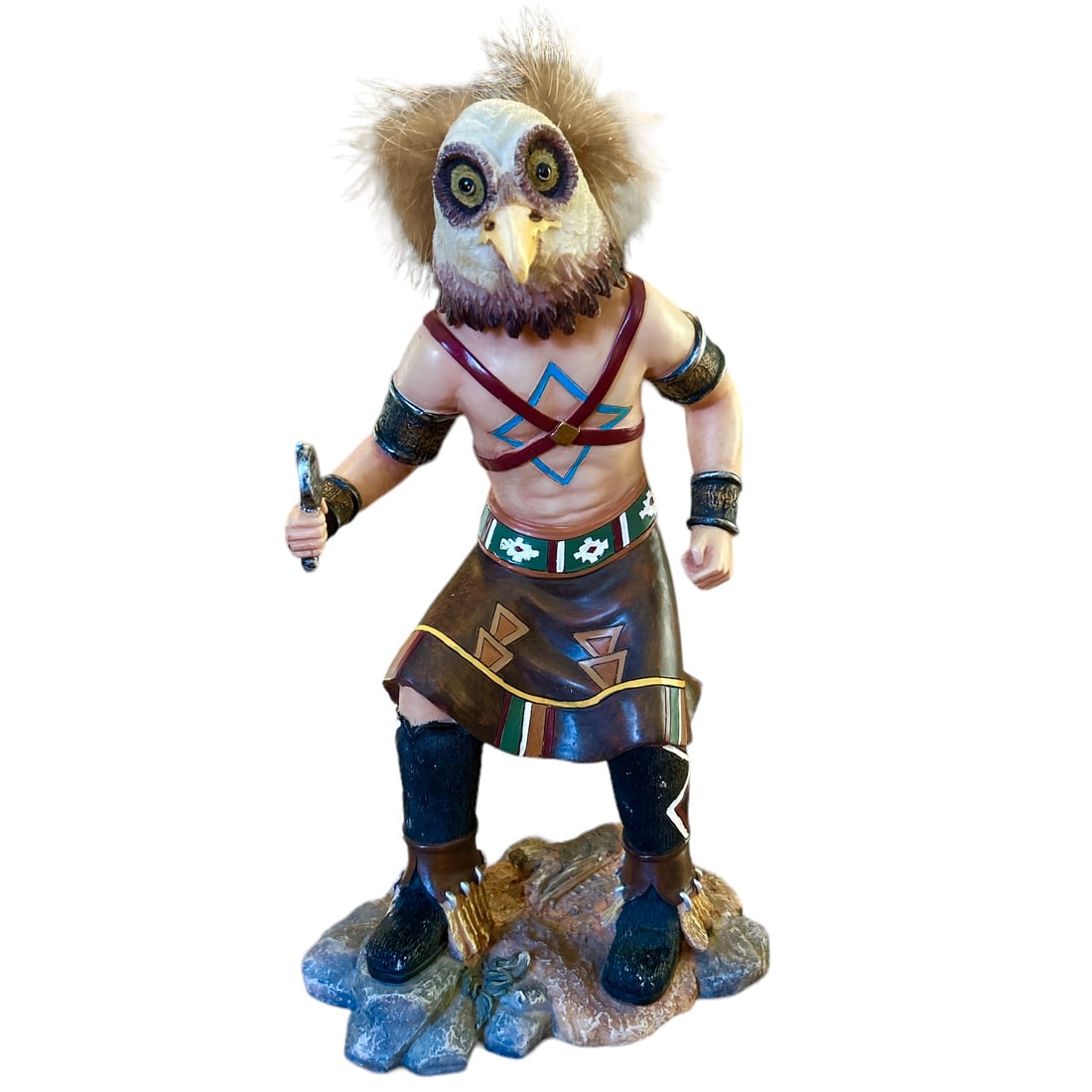 Decorative Resin Cast Owl Warrior Native American Kachina Doll Figurine (1 of 10)