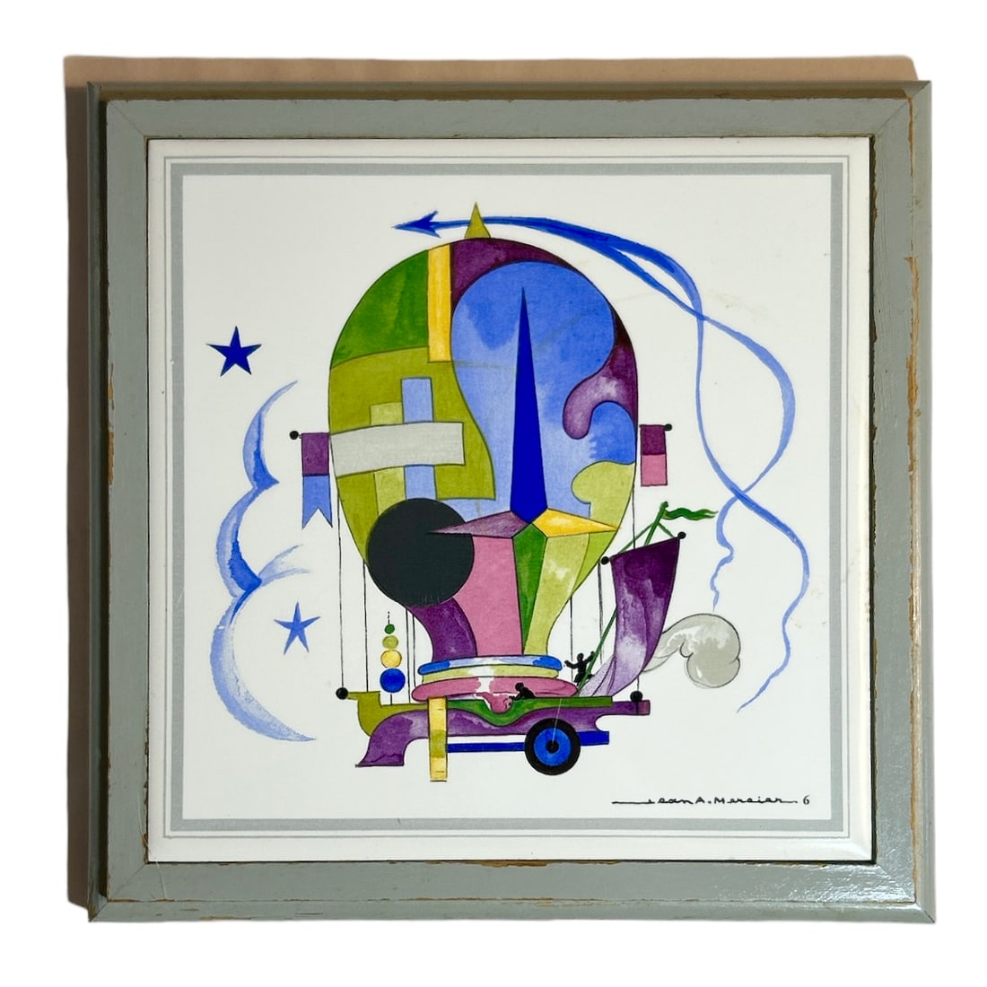 Villeroy Boch Le Ballon Tile Hot Air Balloon Trivet Multicolor - Germany: Spice up your kitchen décor with this exquisite Villeroy & Boch Le Ballon Tile Trivet, featuring a charming hot air balloon pattern. Made of high-quality porcelain and boasting a glossy finish, this