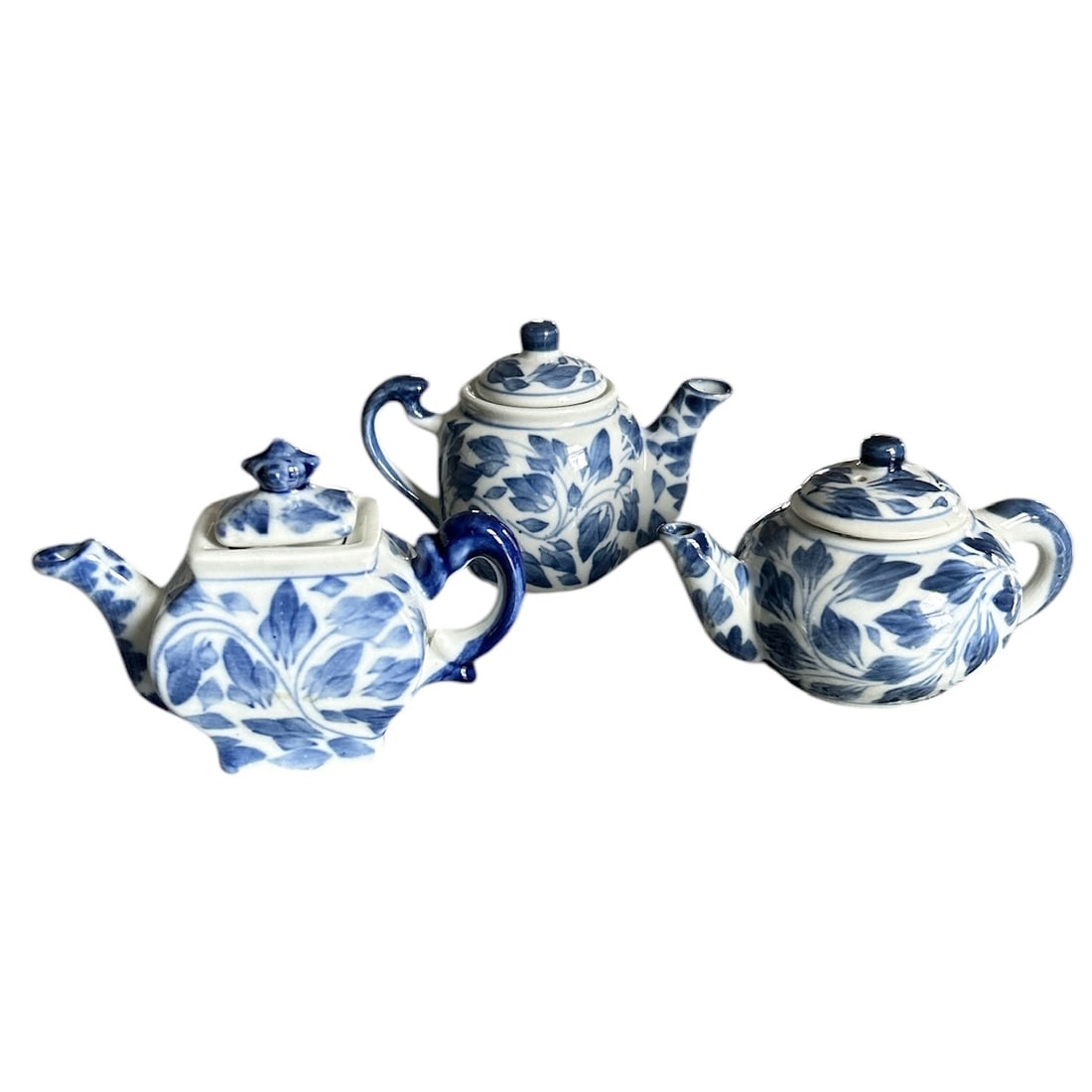 Trio of Andrea by Sadek Thailand Blue and White Minature Ceramic Teapots (1 of 9)