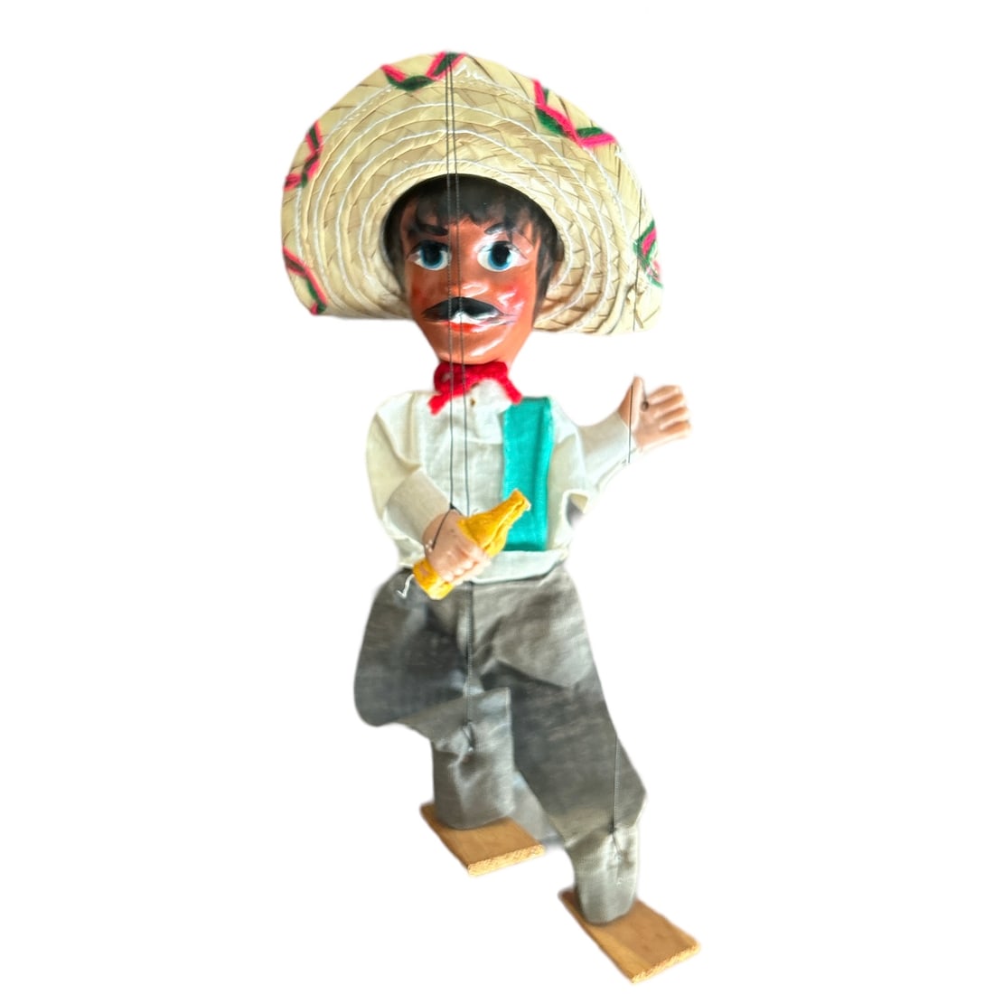 Vintage Mexican Marionette String Puppet - Drinking - Folk  Art (1 of 5)