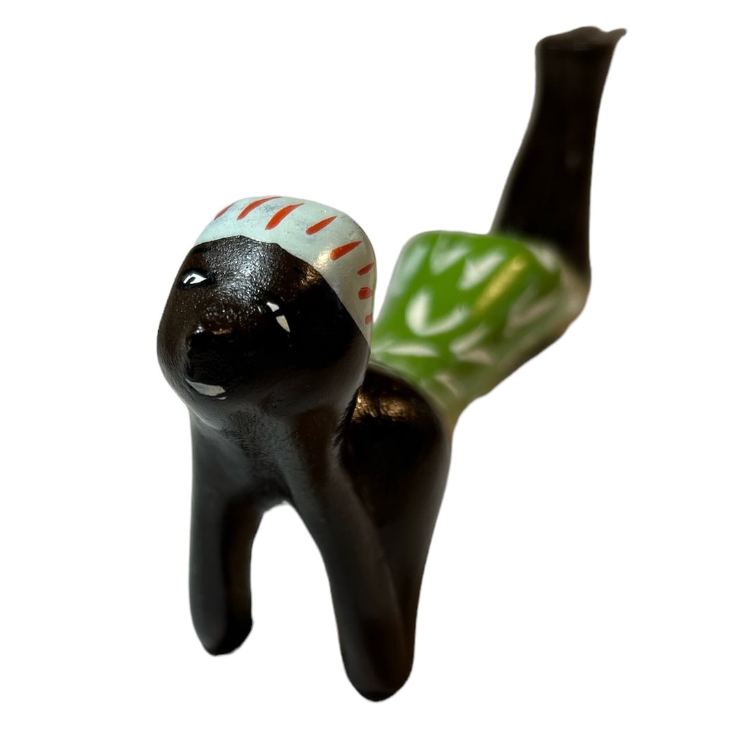 Hand Carved Wooden Seal Doing Yoga Mermaid Pose Haitian Folk Art: This beautiful wooden figurine showcases a seal in the mermaid yoga pose, crafted by skilled artisans using traditional carving techniques. The intricate details of the sculpture, from the carefully c