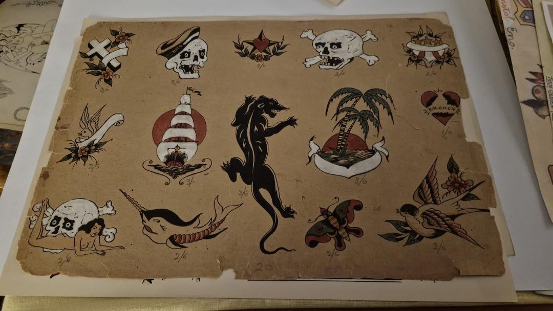Burchett-Davis Tattoo Supply -Antique Tattoo Flash (1 of 2)