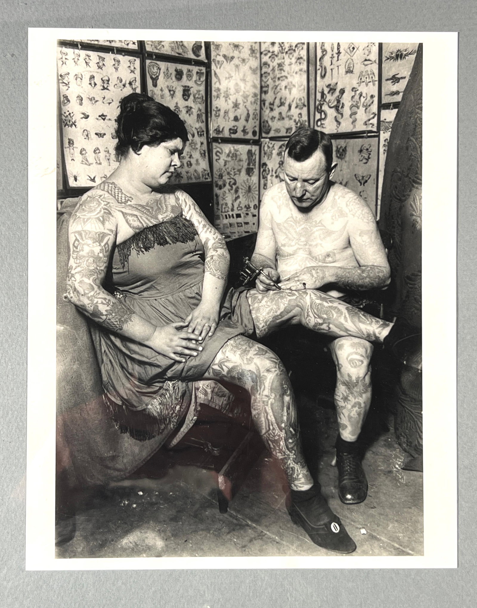 Antique Tattoo Photograph | John Conway | Original | Tattooing M & M in the Bronx | 1926 (1 of 2)