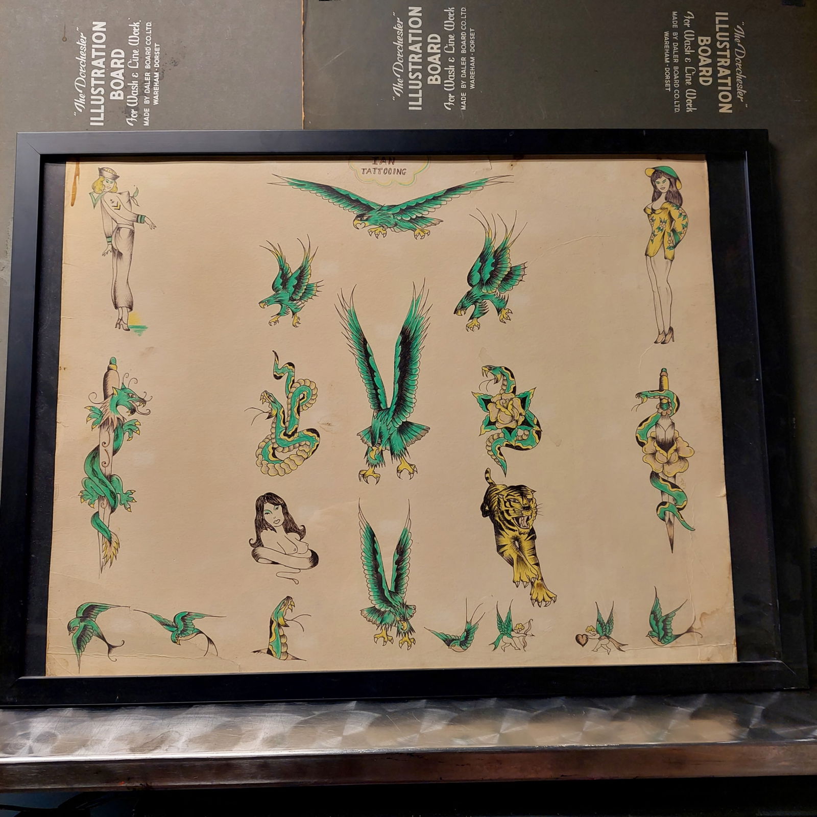 Vintage Tattoo Flash | Tattoo Artist Ian Frost | Croydon, UK | early 1970’s | Eagle Tattoo Designs (1 of 3)