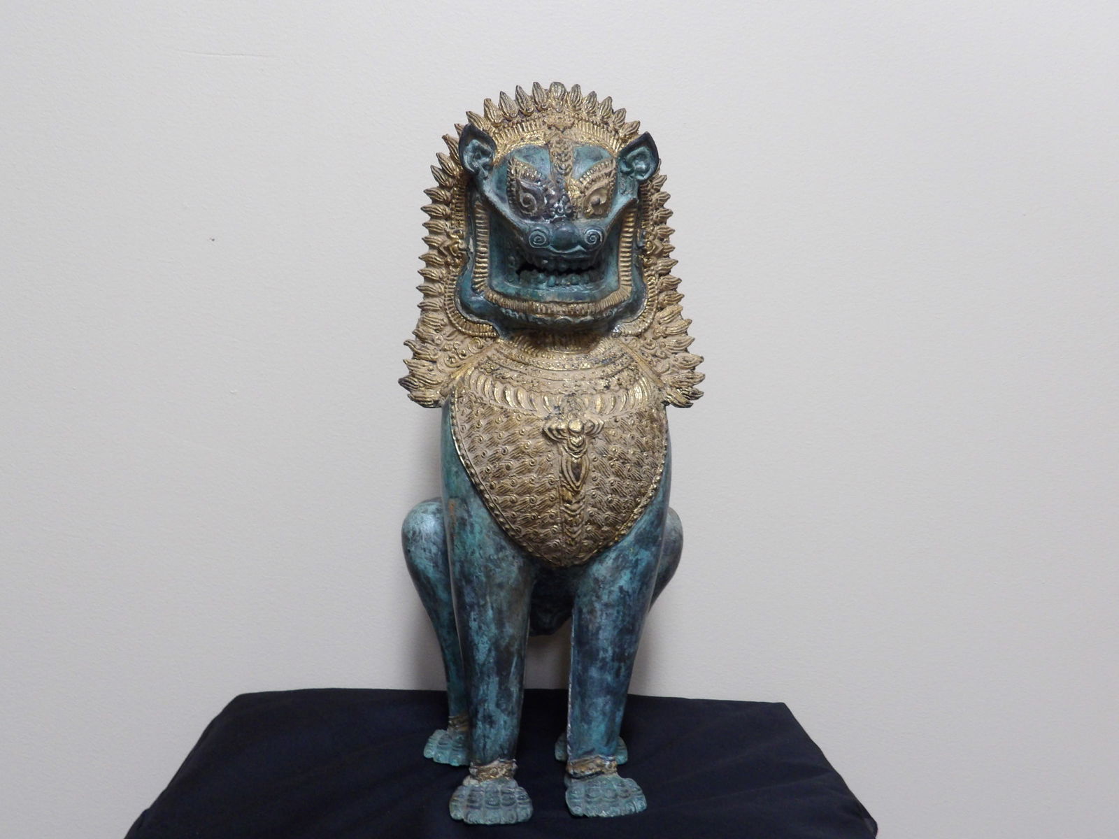 Thai Gilted Singha Temple Lion Brass Bronze16 inches (1 of 9)