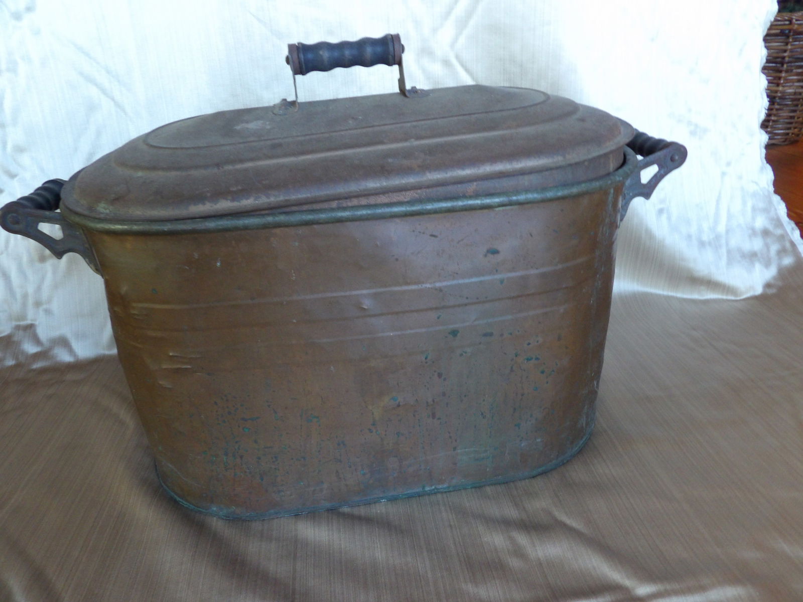 Large Antique Large Copper Boiler Pot With Lid (1 of 5)