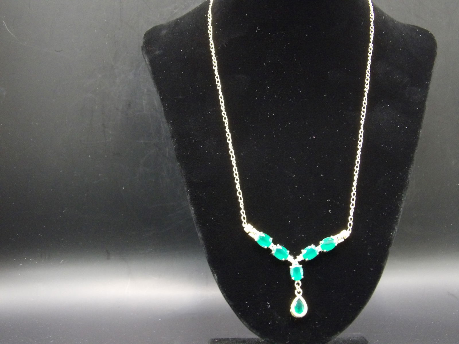 Green Agate and White Topaz Necklace: 7.25 CTs. 18KGP necklace.