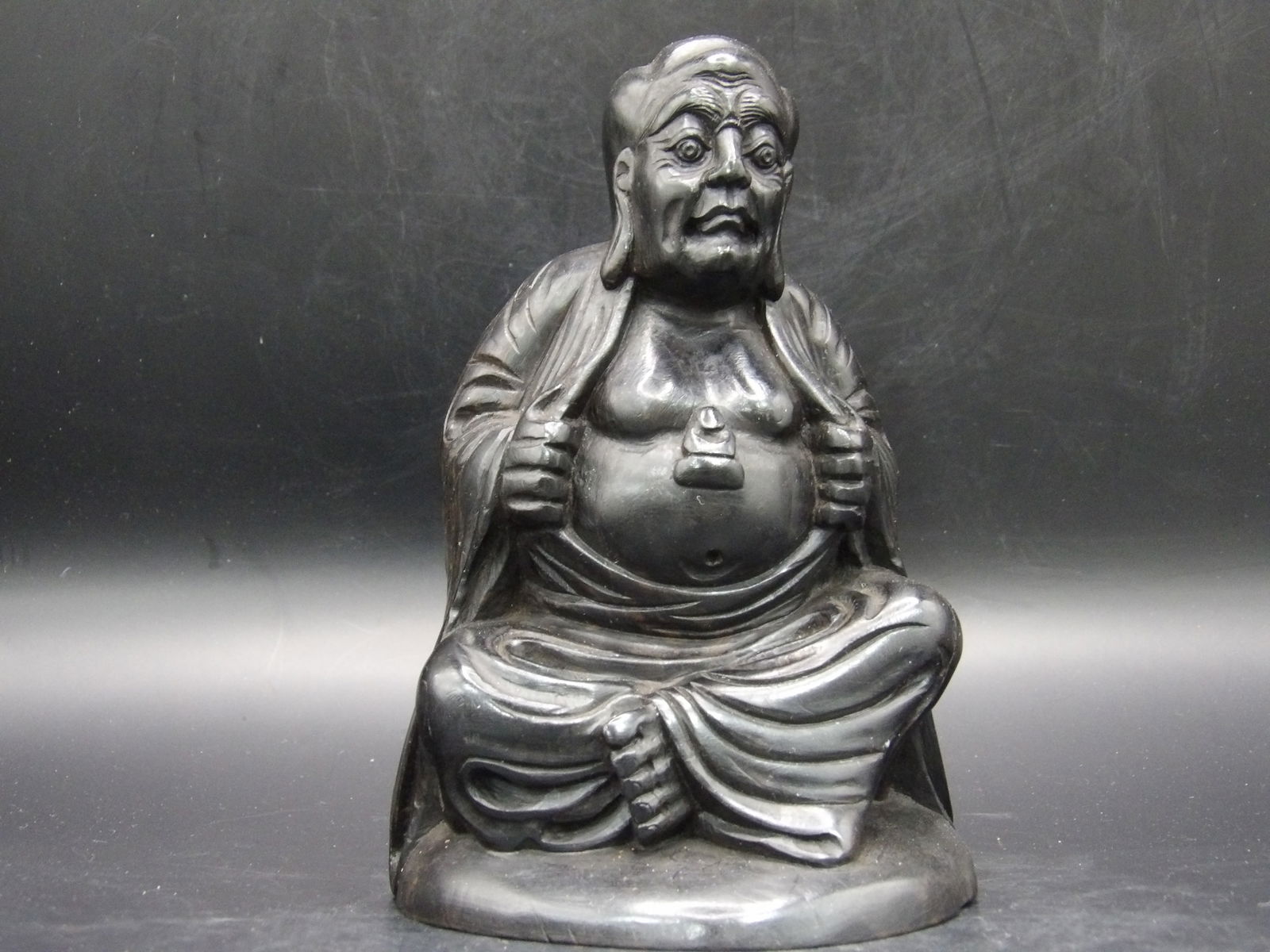 Antique Chinese Agarwood Sitting Arhat Carving: 5.7 inches height.