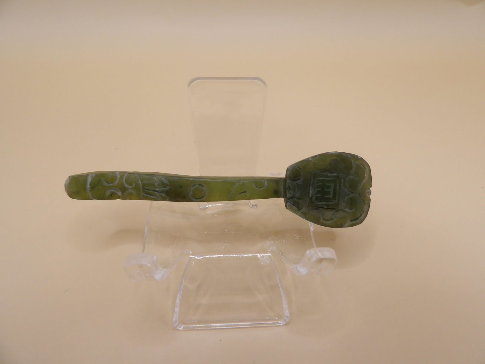 Chinese jade mini scepter: 3.2 inches long. 9 grams.