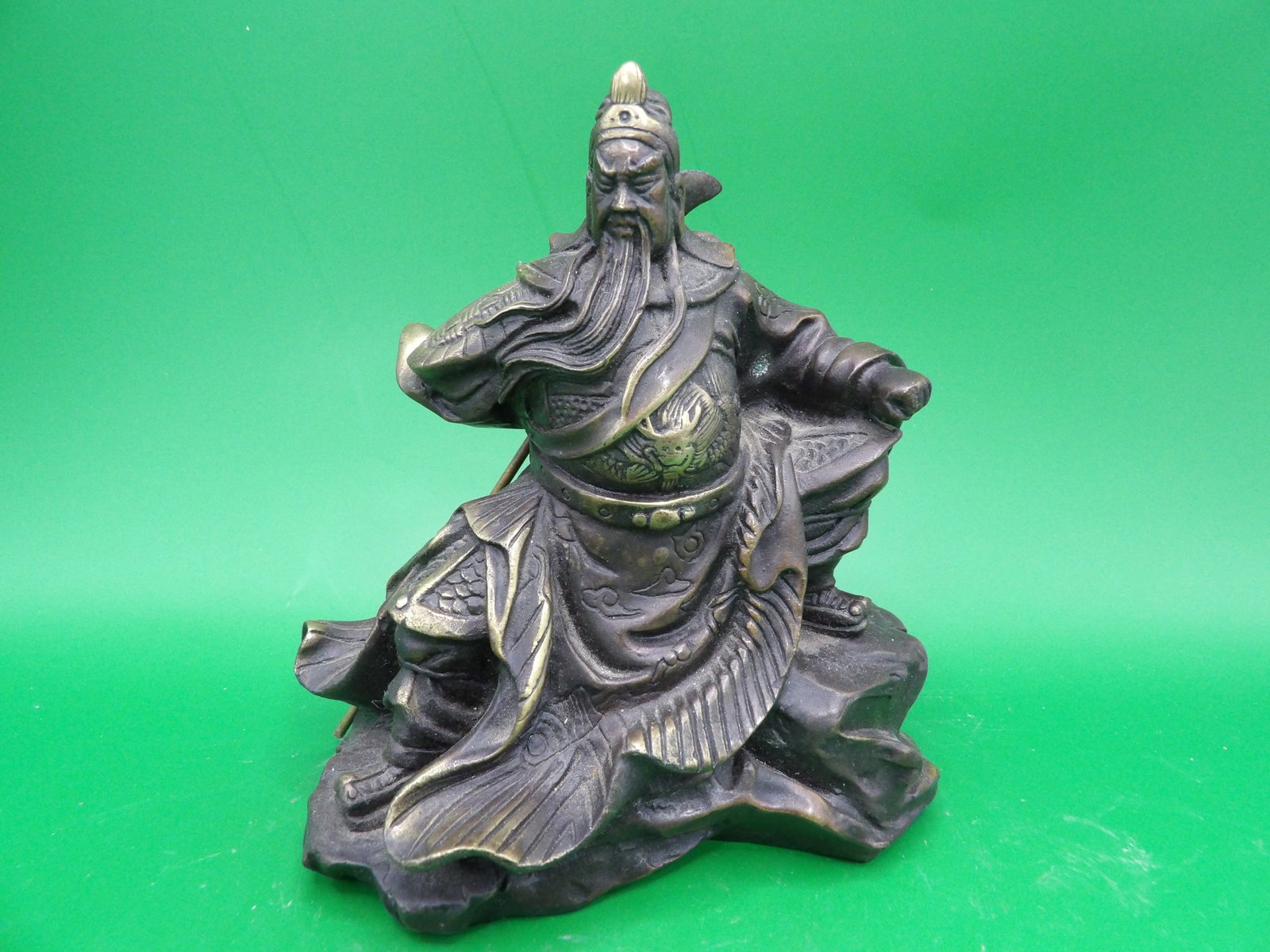 vintage Chinese brass Guan Yu statue (1 of 8)