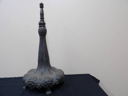Tiffany style tall bronze lamp base: 24.5 inches height.