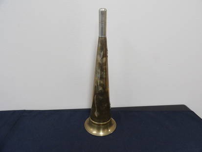 Vintage brass signal horn: 13 inches height. Untested.