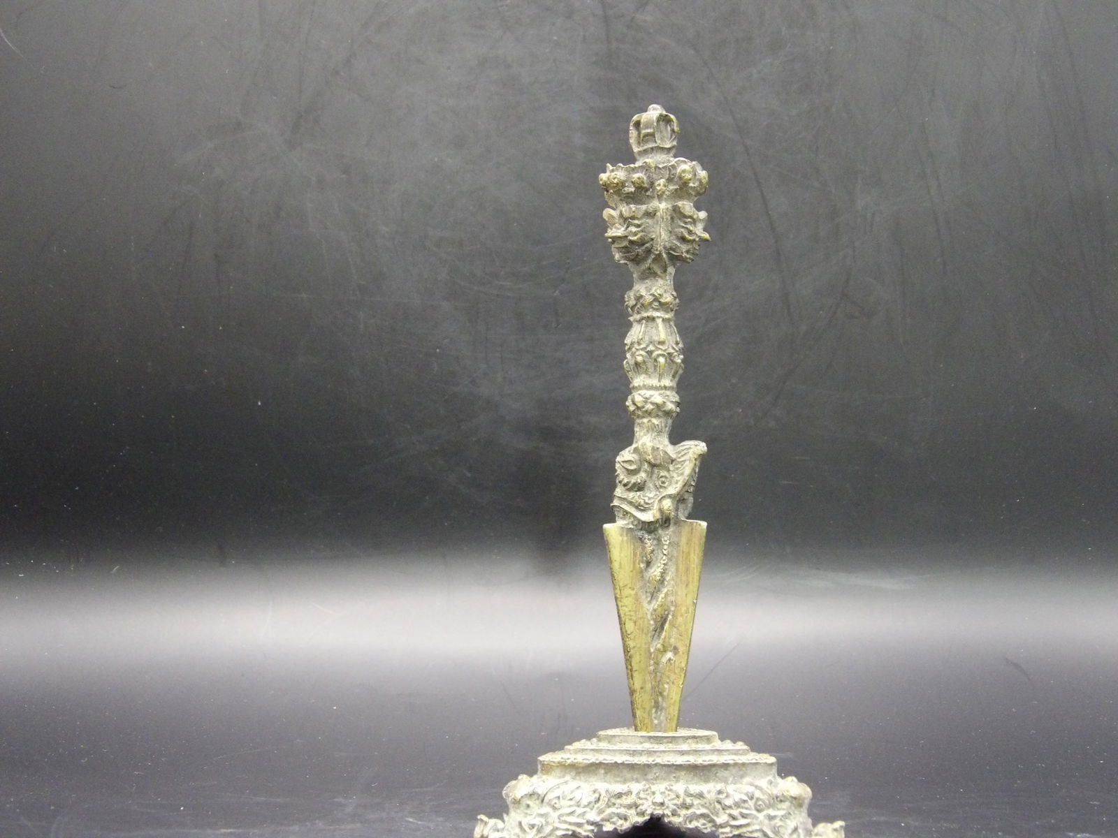 Tibetan Antique Bronze Phurba Dagger With Stand (1 of 6)