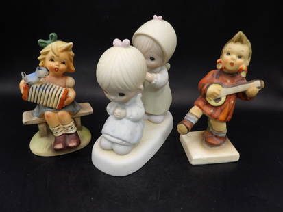 Lot of 3 vintage porcelain figurines: The tallest one is 5.3 inches height.