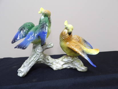 Chinese porcelain figurine of 2 cockatoo on the tree branches: Size is 10.5 x 7.5 x 5.5 inches. Not signed.