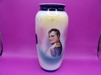 French Napoleon Bonaparte porcelain vase: 9.5 inches height.