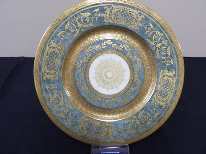 Hohenberg Bavaria black knight porcelain charger plate: 9 inches diameter. Signed.