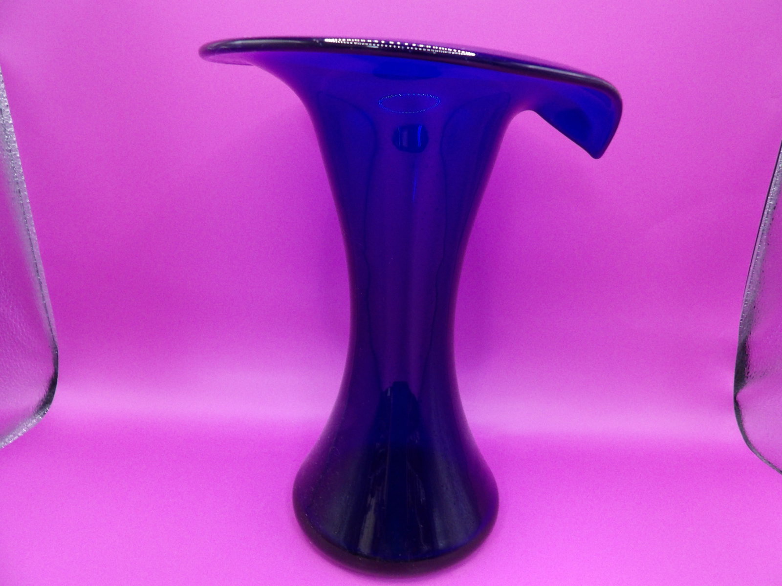 Cobalt blue glass jack in the pulpit vase: 9.3 inches height.