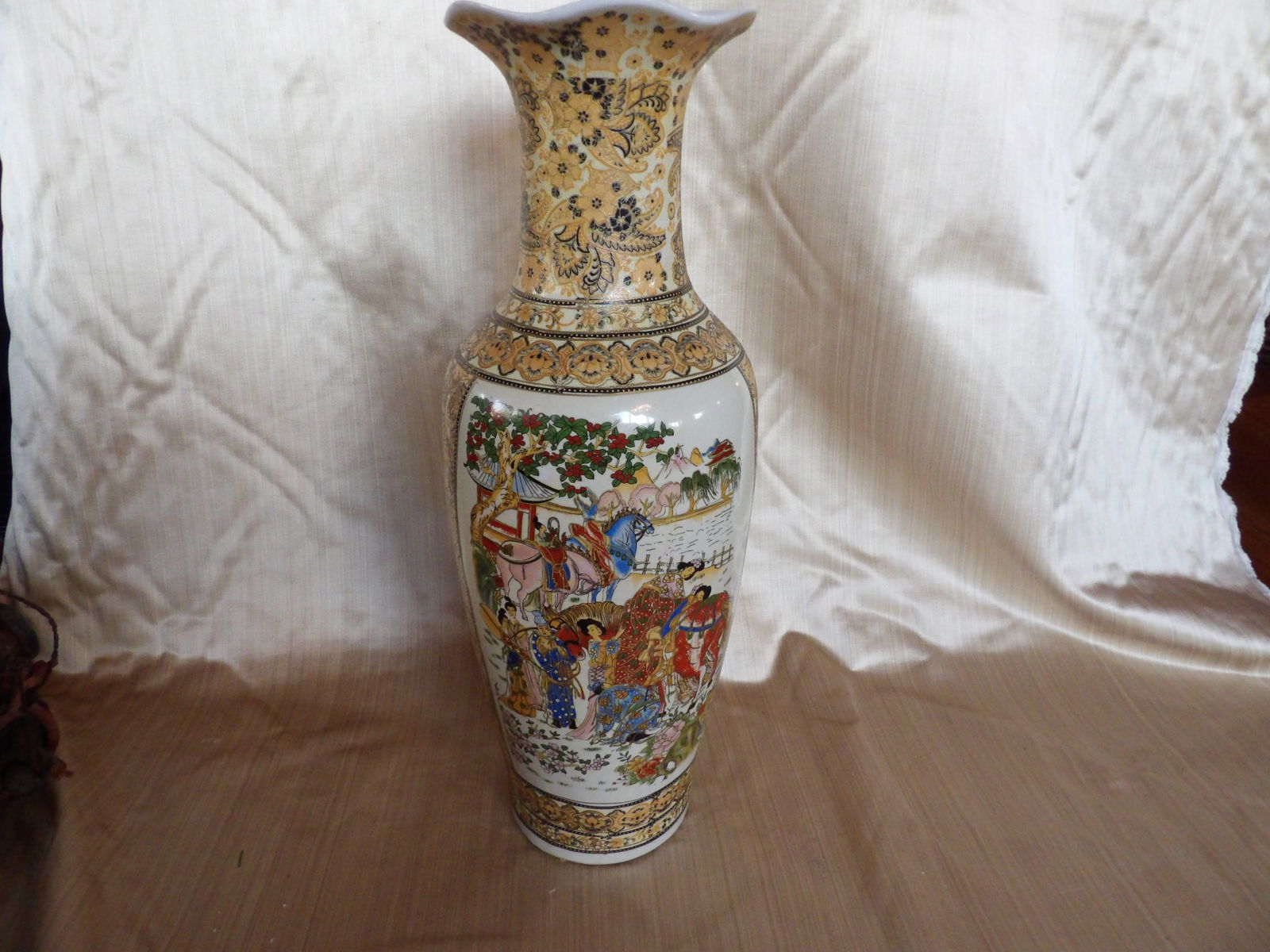 Tall Japanese hand painted porcelain floor vase (1 of 8)