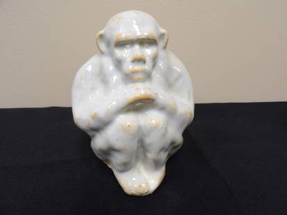Chinese porcelain monkey figurine: 5.5 inches height.