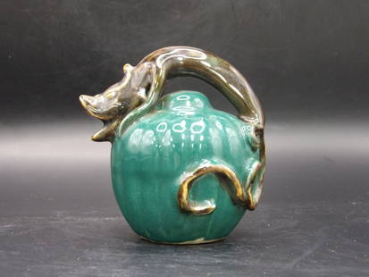 Chinese Chilong Water Dropper: Size is 3.5 x 3.5 x 3 inches. Hairlines on the bottom.