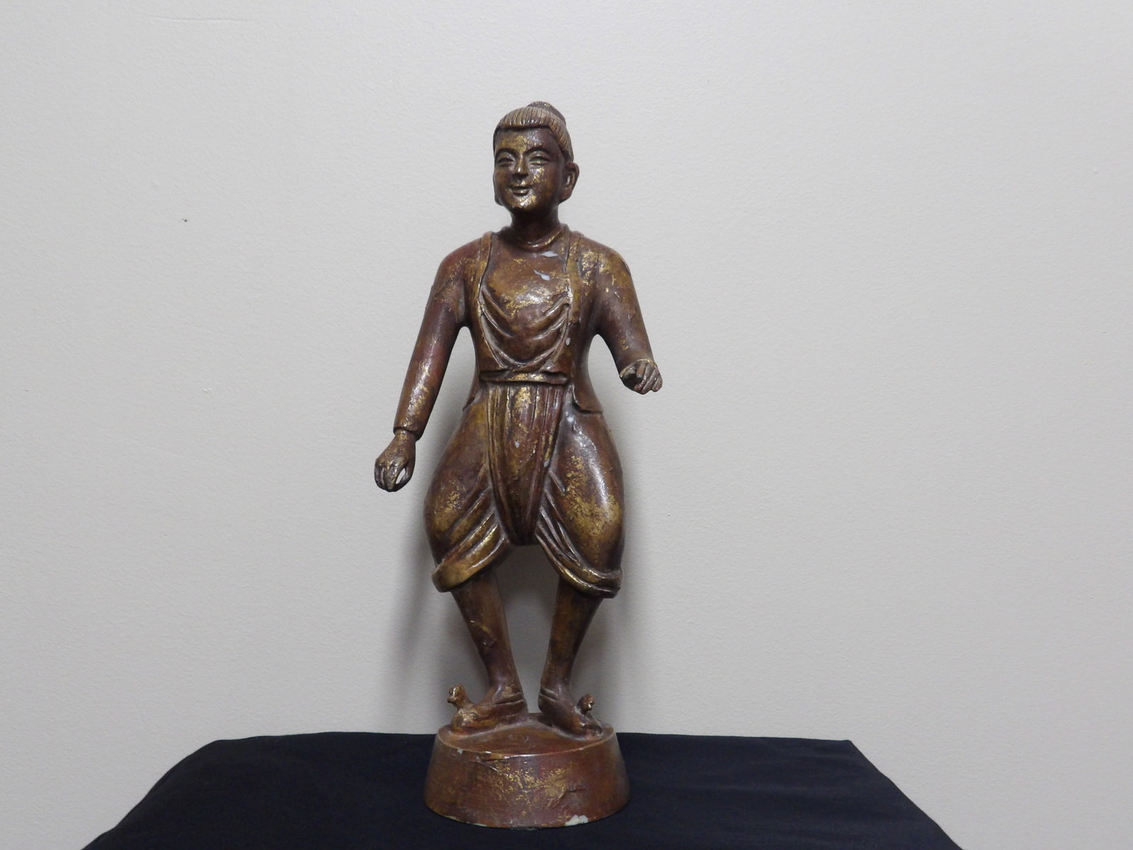 Southeast Asian Painted Female Statue 15 inches height: 15 inches height. Paint loss at multiple areas.