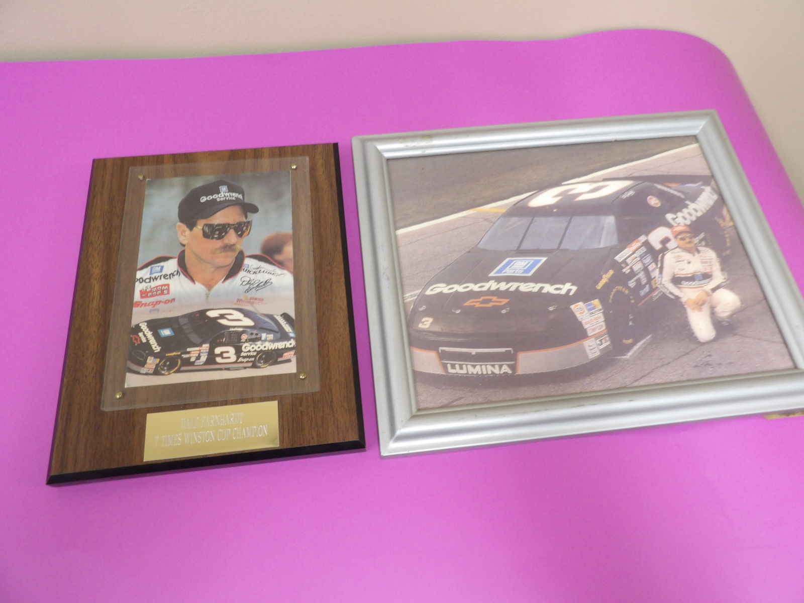 Lot of 2 Dale Earnhardt wooden plaque and framed picture (1 of 7)