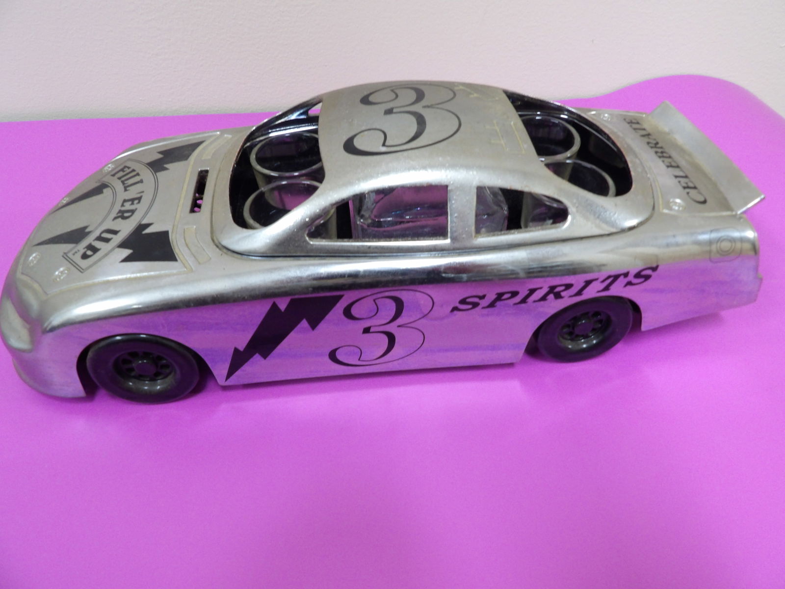 Collectable Dale Earnhardt's #3 Decanter shot glass bar GSA chrome Monte Carlo Nascar car (1 of 8)