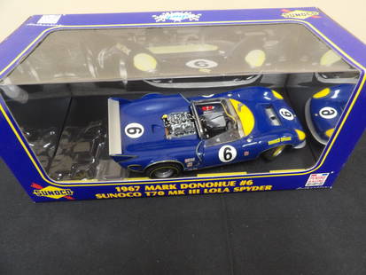 GMP 1967 Mark Donehue #6 Sunoco T70 MK III Lola Spyder 1:18 #1065: 9 inches length scale car in 14 inches length box.