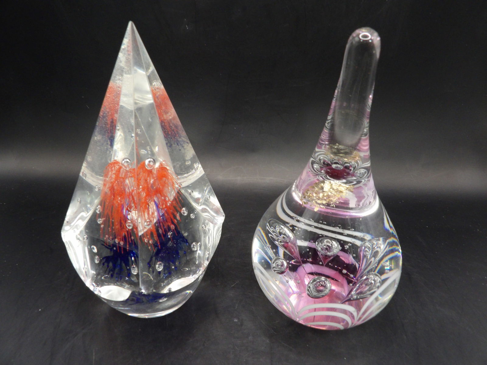 Lot of 2 Murano glass paper weight: The taller one is 6 inches height.