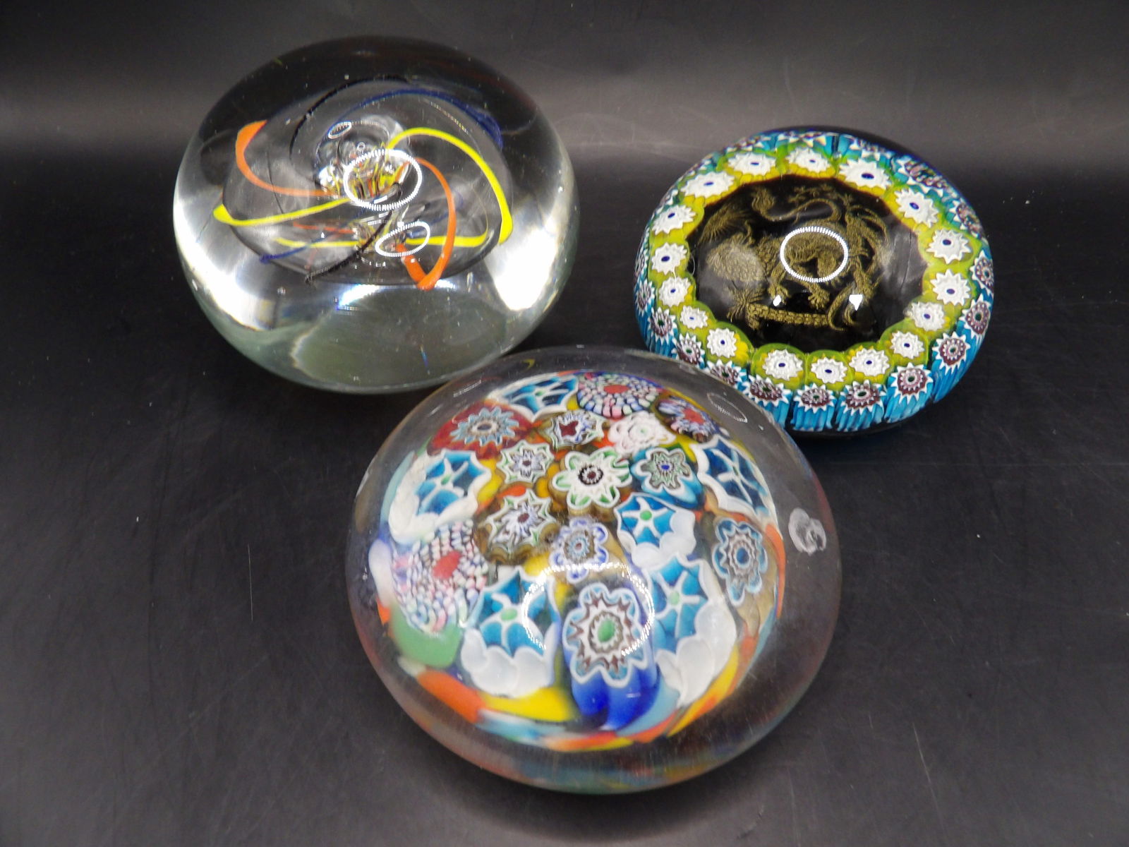 Lot of 3 Murano art glass paper weight amazing patterns (1 of 5)