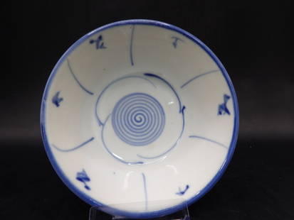 Chinese blue and white porcelain hand painted bowl: Size is 4.7 x 4.7 x 2.3 inches.