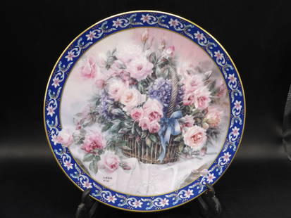 Lena Liu limited edition Roses porcelain plate no 1658: 8 inches diameter. Stand is not included.