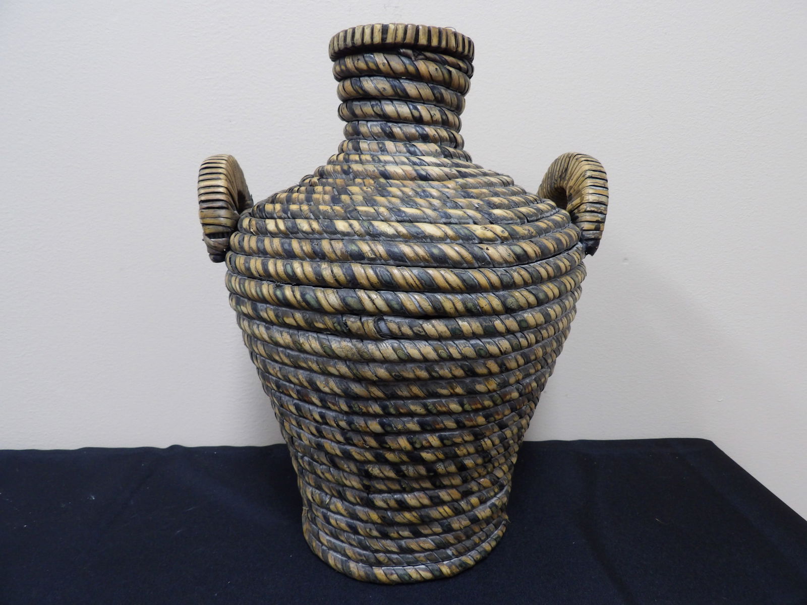 vintage coiled rye straw woven vase (1 of 5)