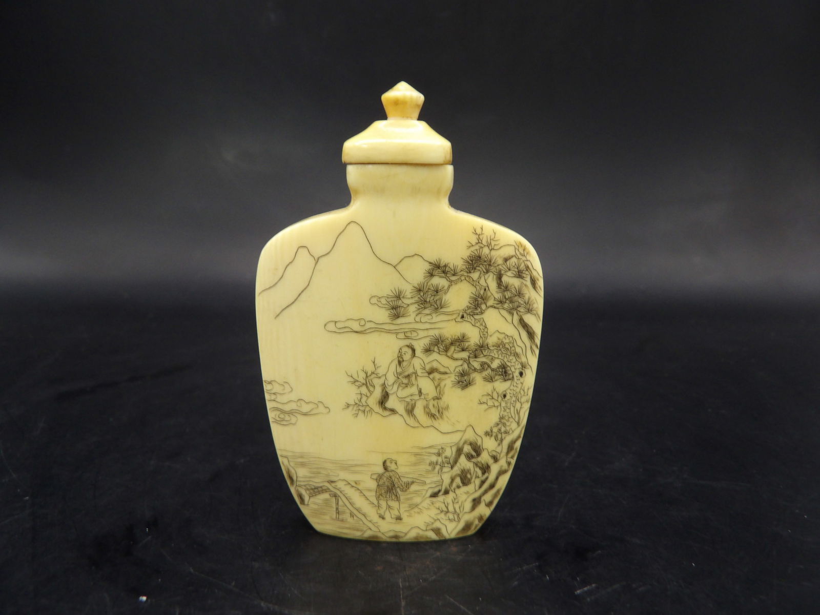 rare antique Chinese snuff bottle with extremely small Chinese calligraphy signed - No Export (1 of 8)