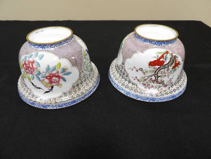 lot of 2 stunning antique Chinese canton enamel hand painted bowl: 1.8 inches bowl opening. Very fine painting.