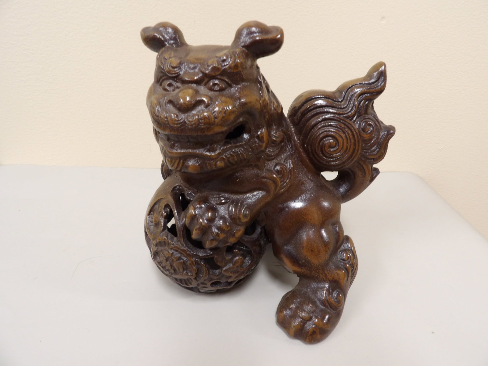 Chinese bronze foo dog statue (1 of 6)
