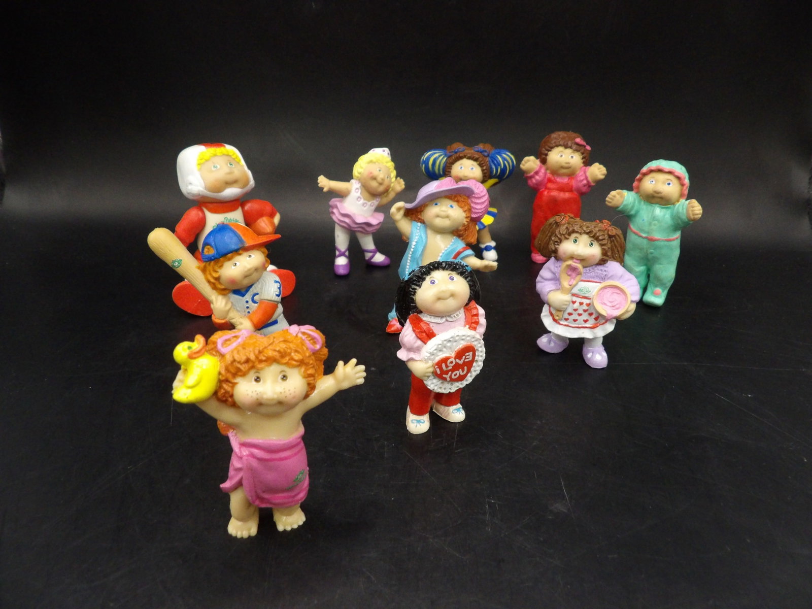Vintage lot of 10 cute Cabbage patch doll pvc toys: Tallest one is 3.5 inches height.