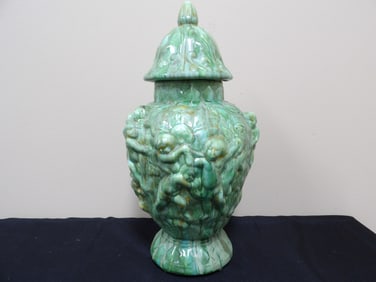 vintage Cerart Monaco ginger jar with raised Cherub angels