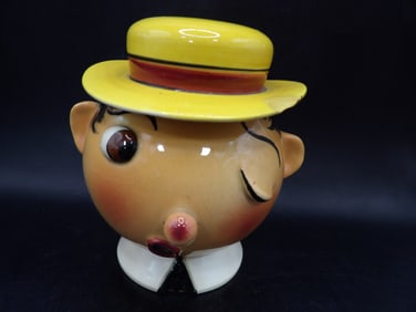 Made in Italy funny cute face lidded container signed